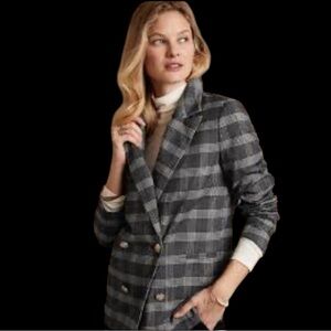 BANANA REPUBLIC  boyfriend Double-Breasted Plaid Blazer Size 8 midnight plaid